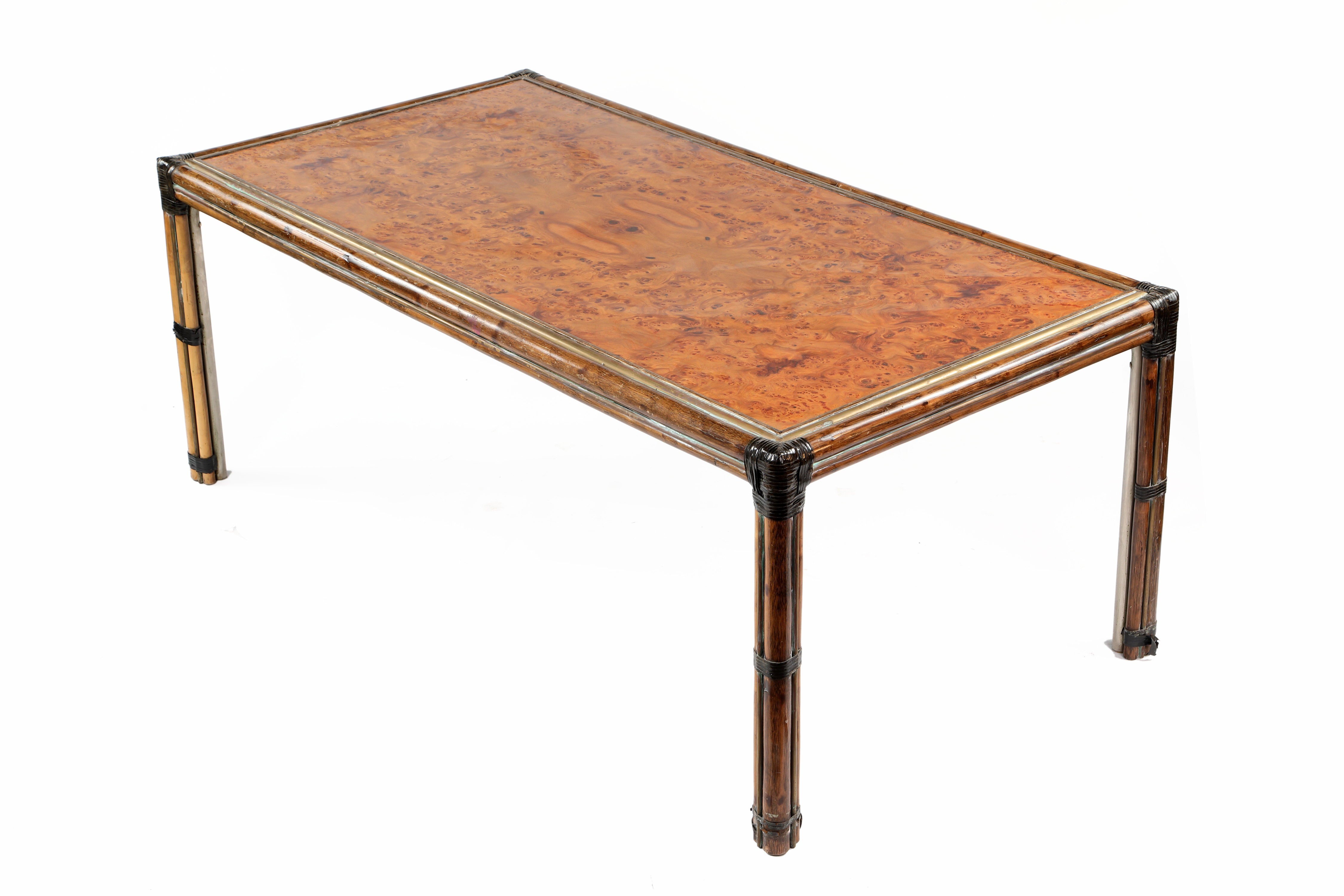 70s briar and bamboo table