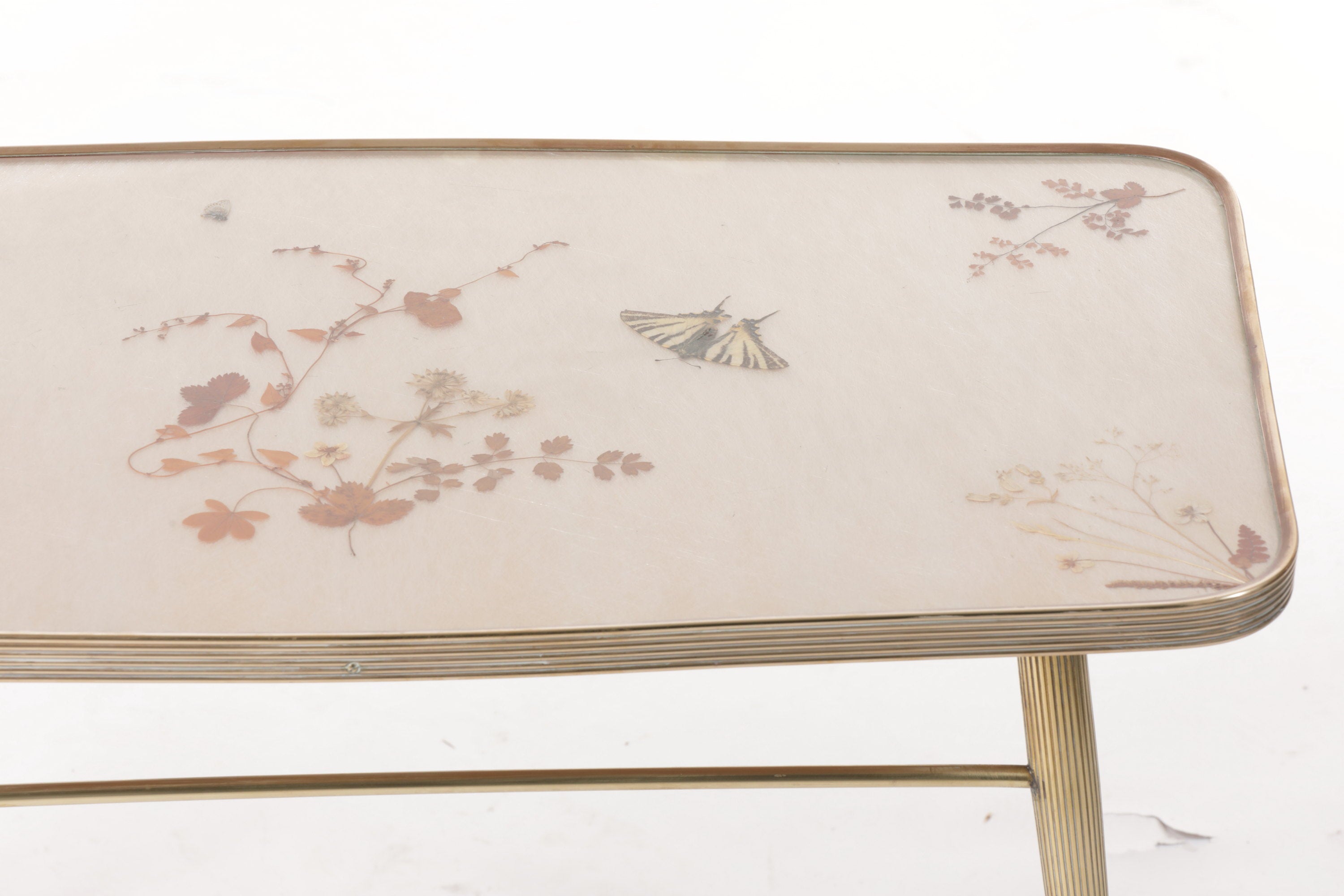Tavolo ottone anni 50 piano farfalle