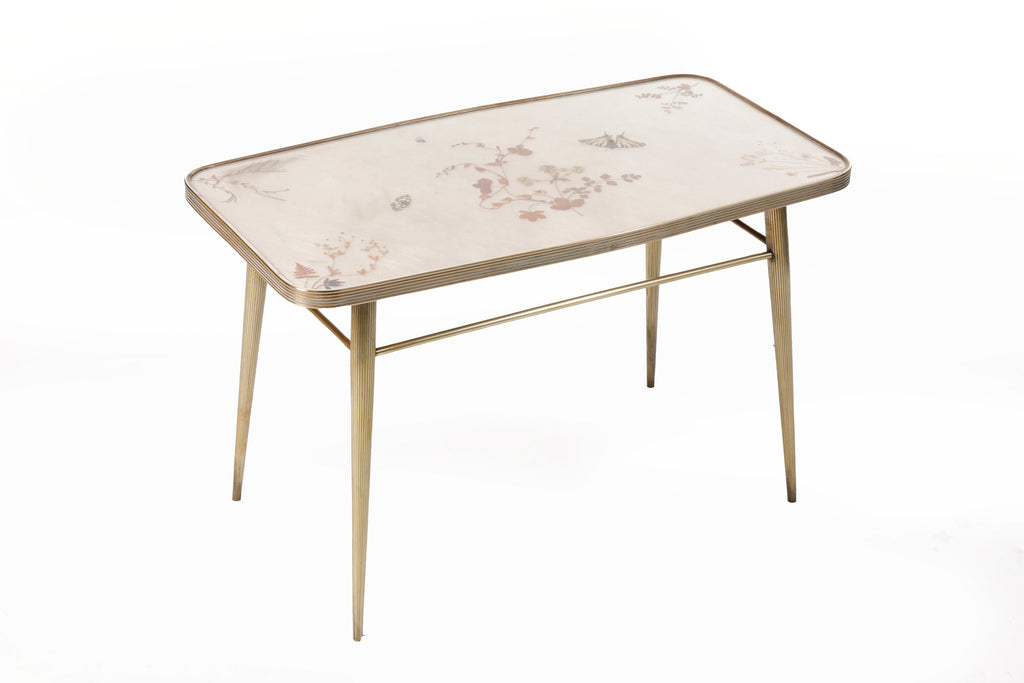 Tavolo ottone anni 50 piano farfalle