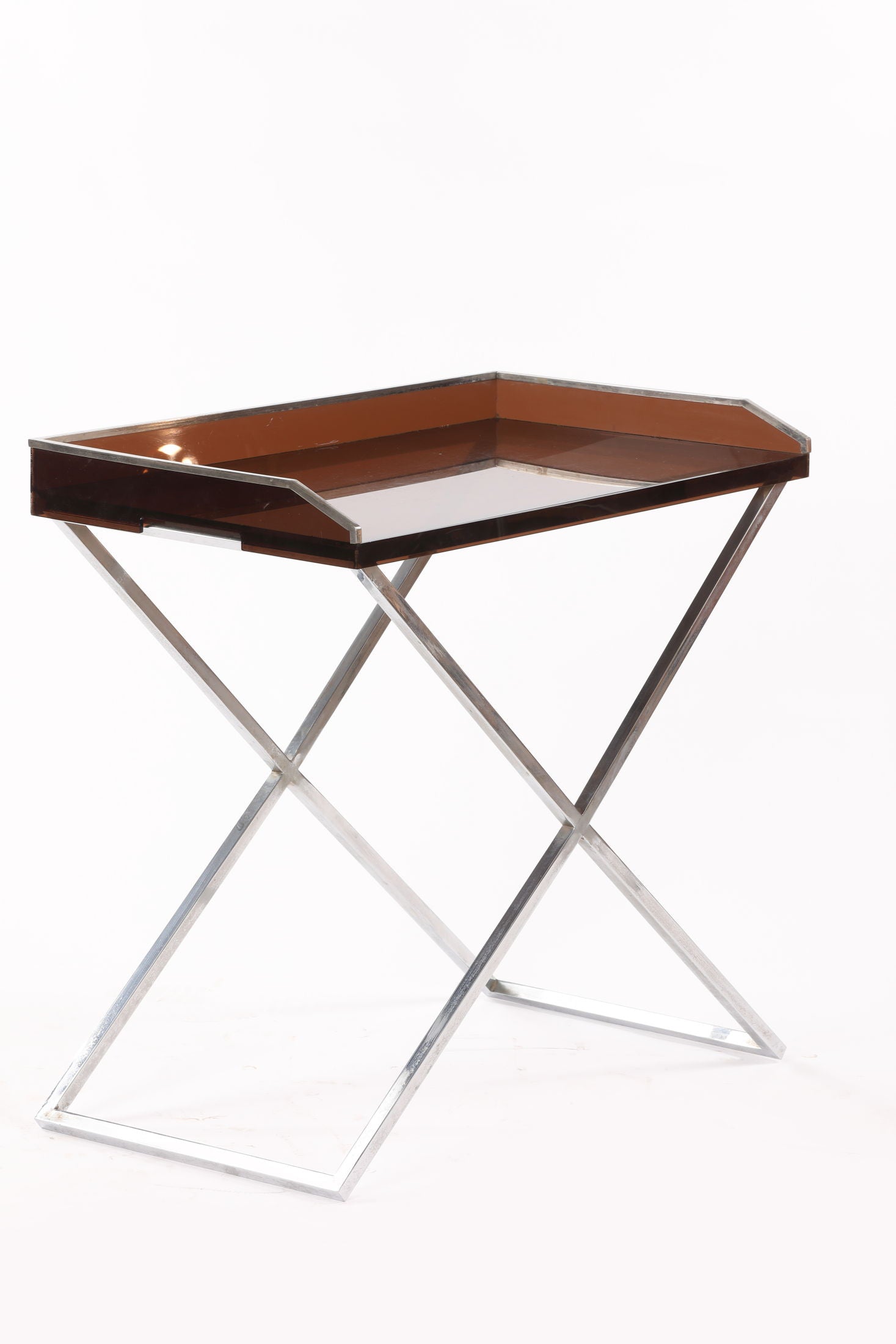 Folding table from the 70s in smoked plexiglass
