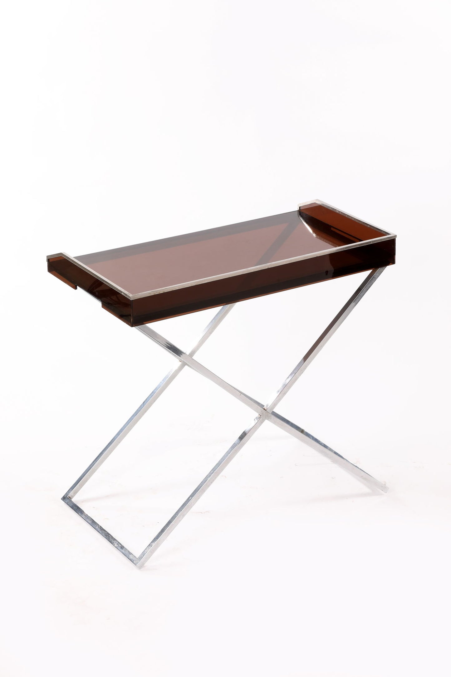Folding table from the 70s in smoked plexiglass
