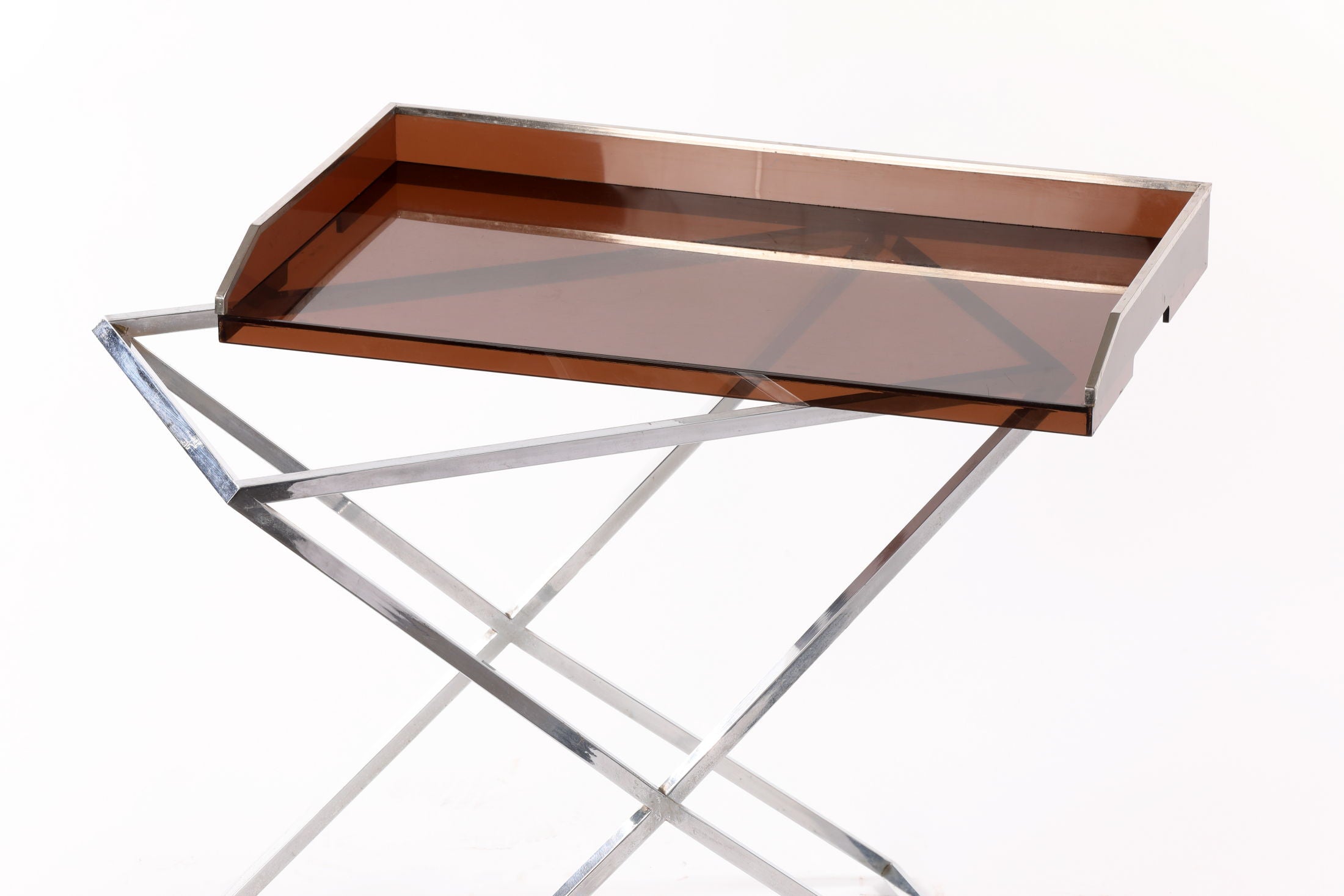 Folding table from the 70s in smoked plexiglass