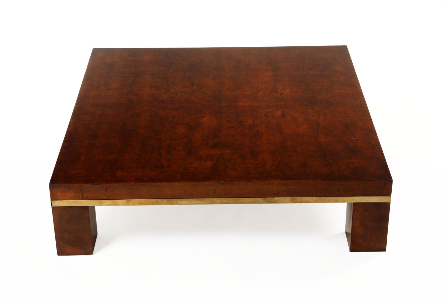 Square briarwood and brass table from the 70s