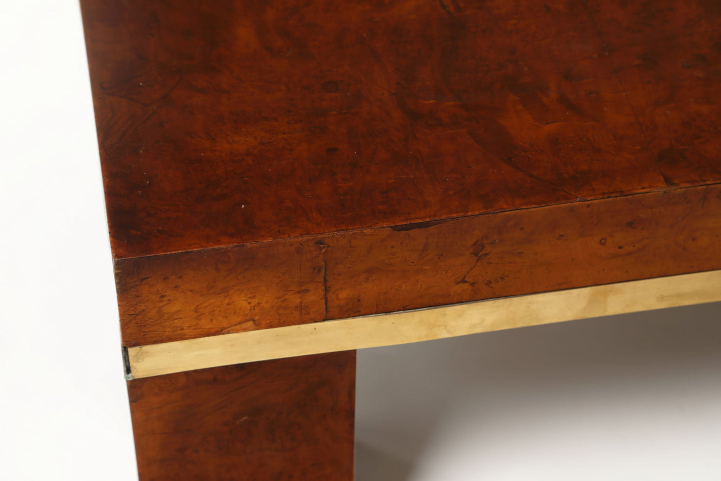 Square briarwood and brass table from the 70s