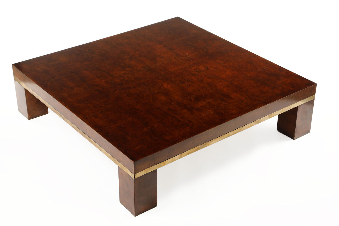 Square briarwood and brass table from the 70s