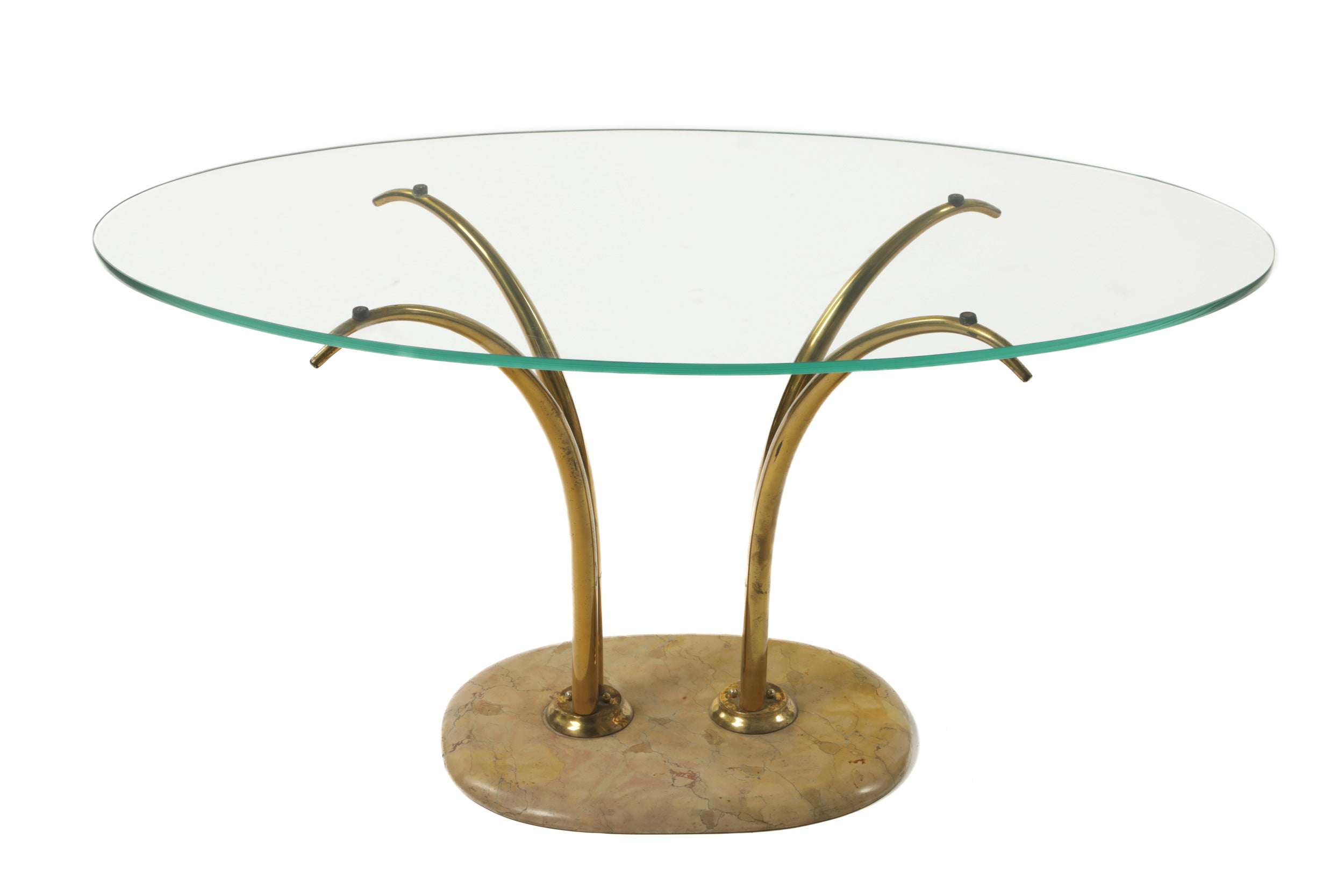 1950s brass and marble living room table