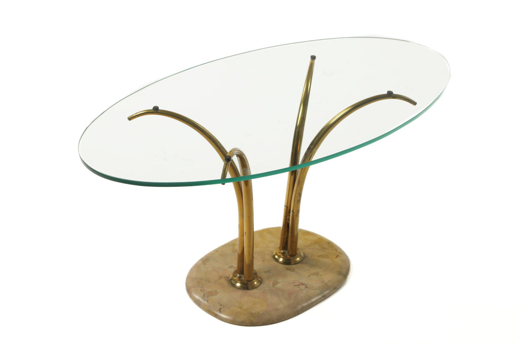 1950s brass and marble living room table