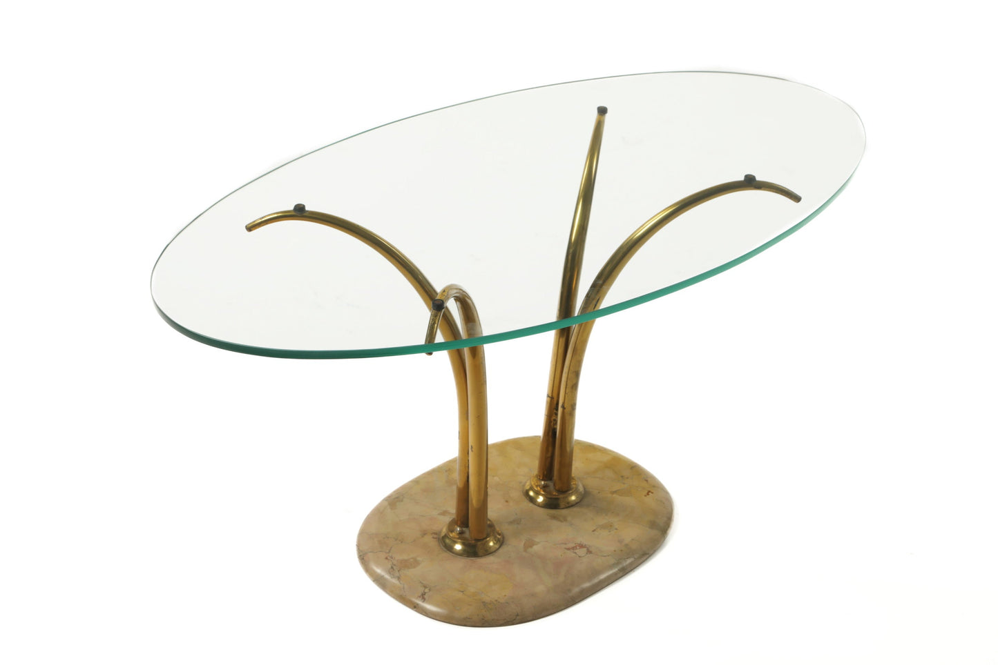 1950s brass and marble living room table