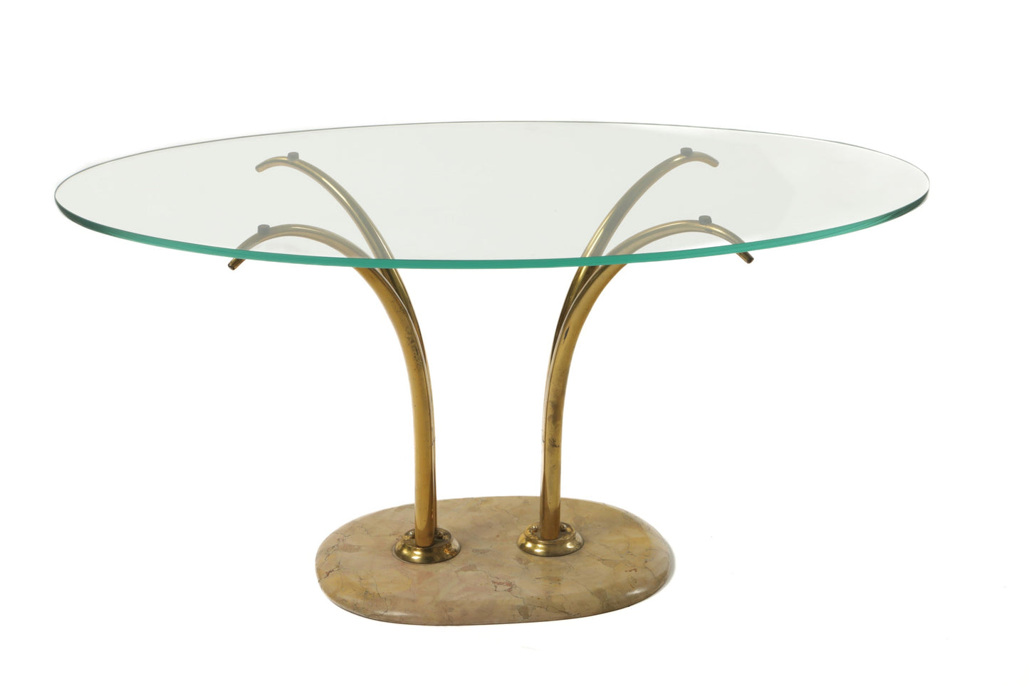 1950s brass and marble living room table