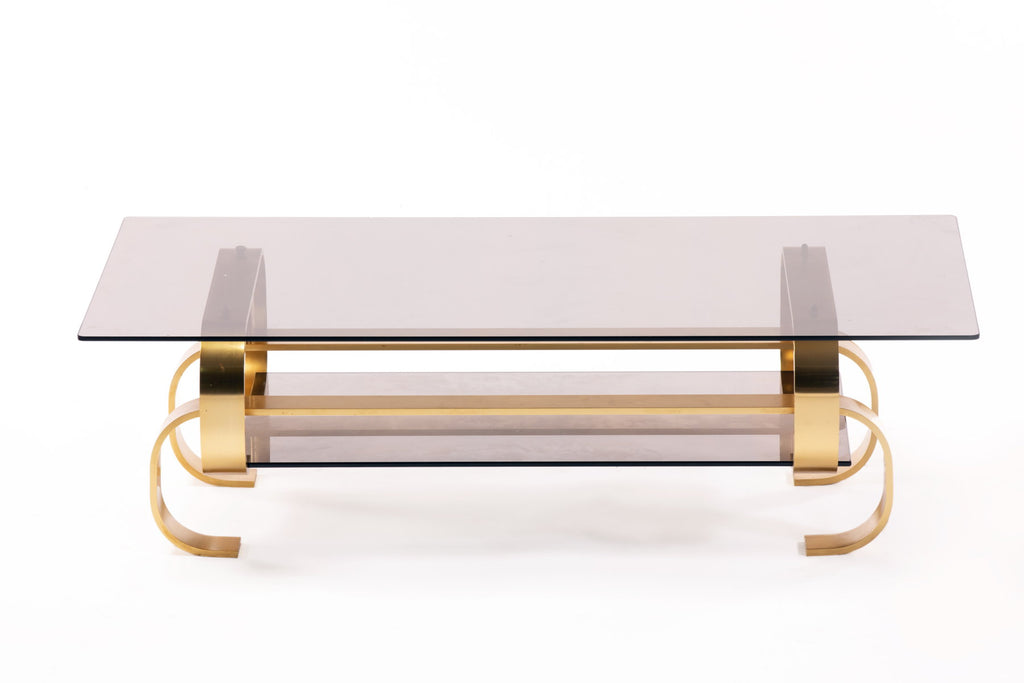 70s living room table with brass chain base