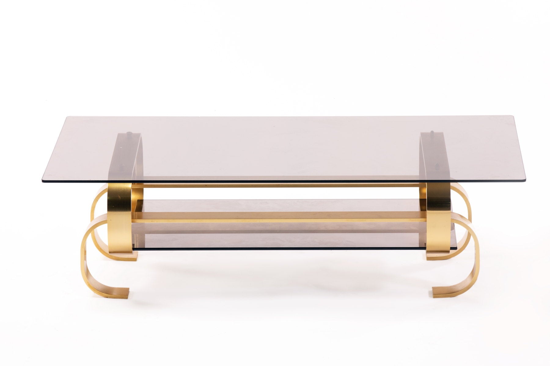 70s living room table with brass chain base