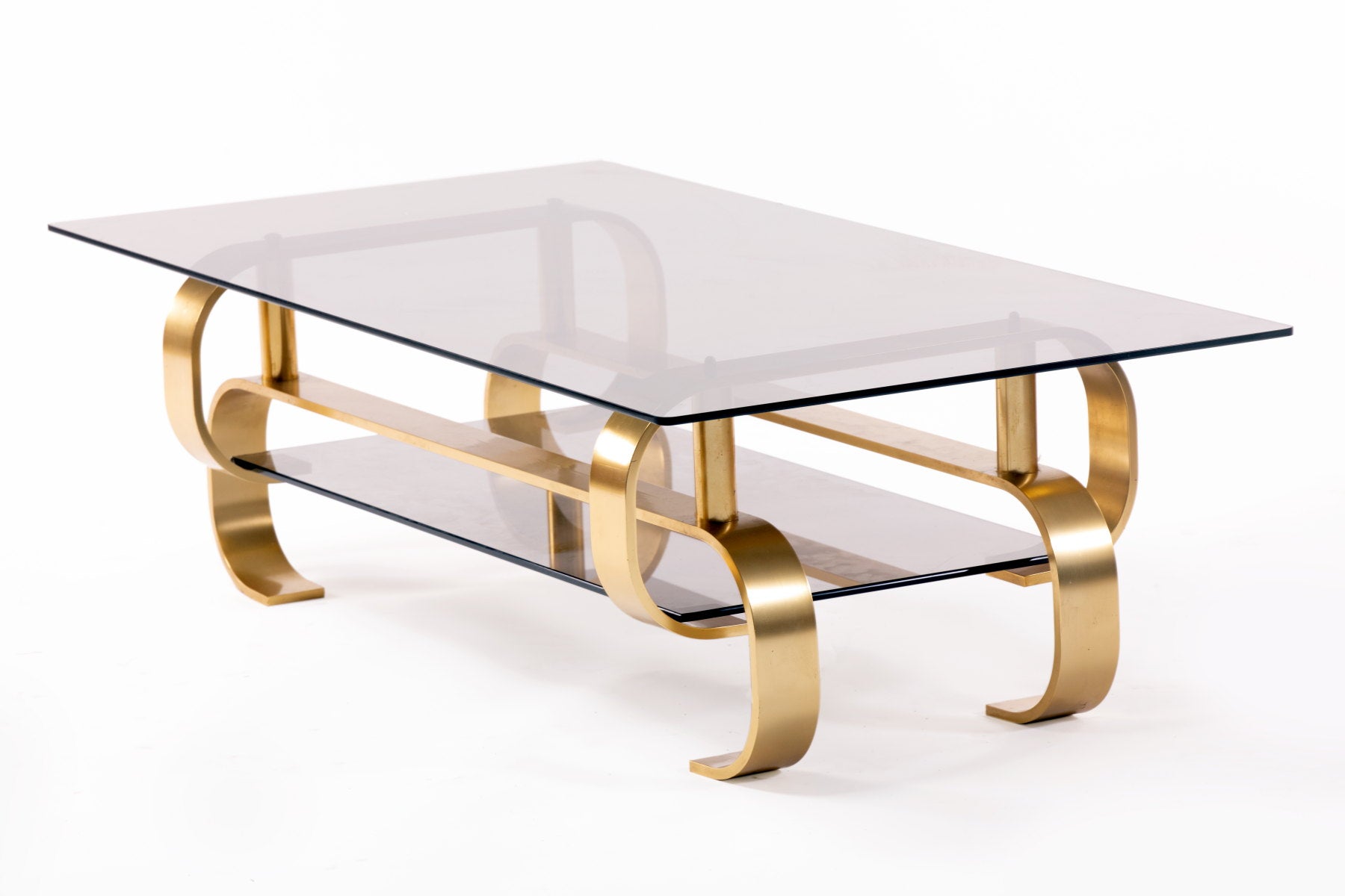 70s living room table with brass chain base