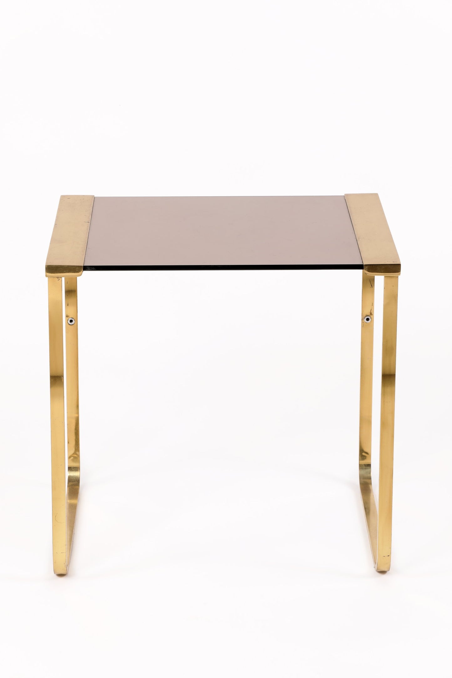 Brass and smoked glass living room table from the 70s