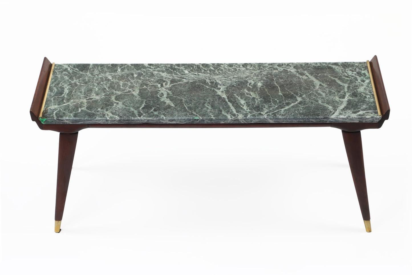 Living room table in rosewood and green marble from the 50s