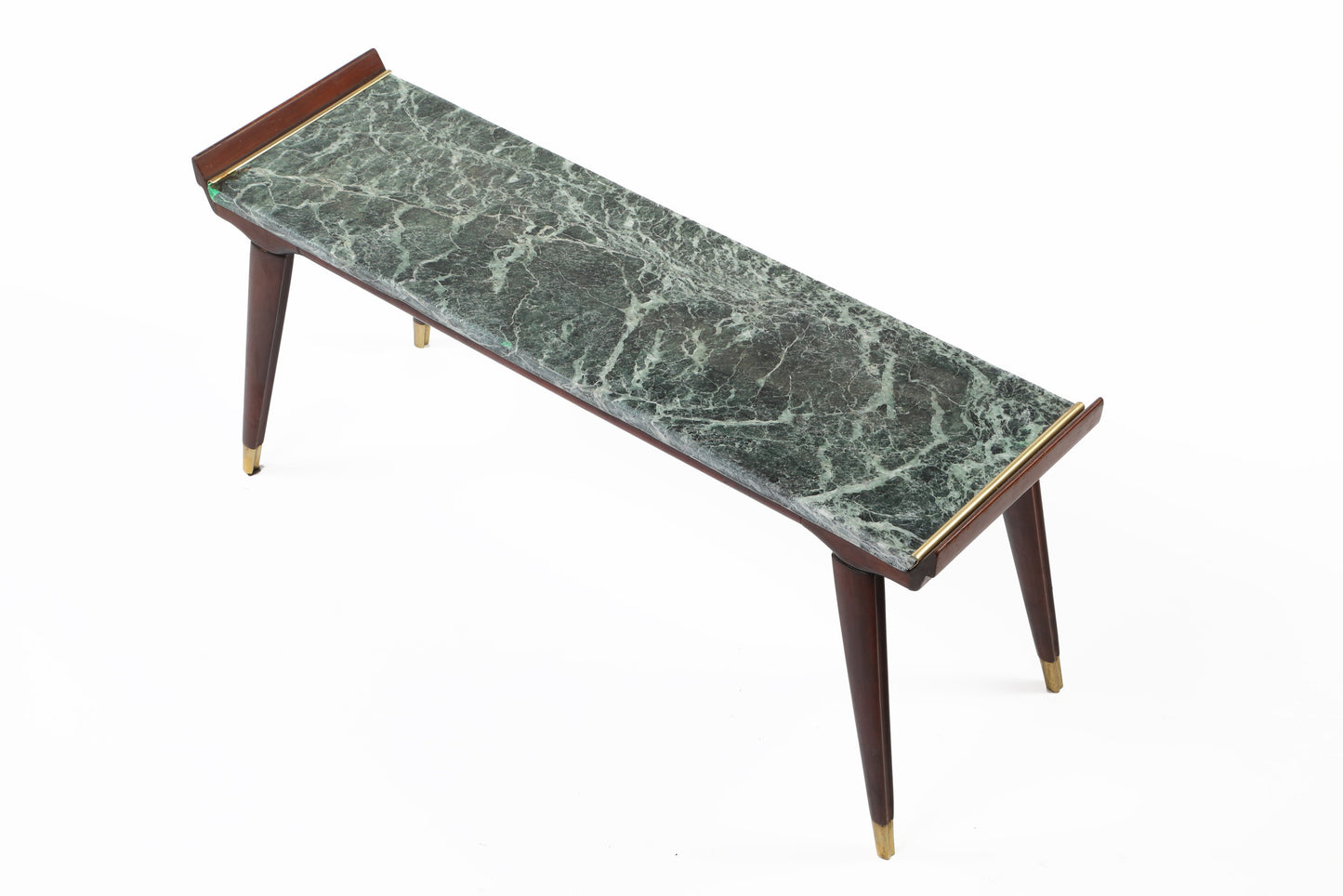 Living room table in rosewood and green marble from the 50s