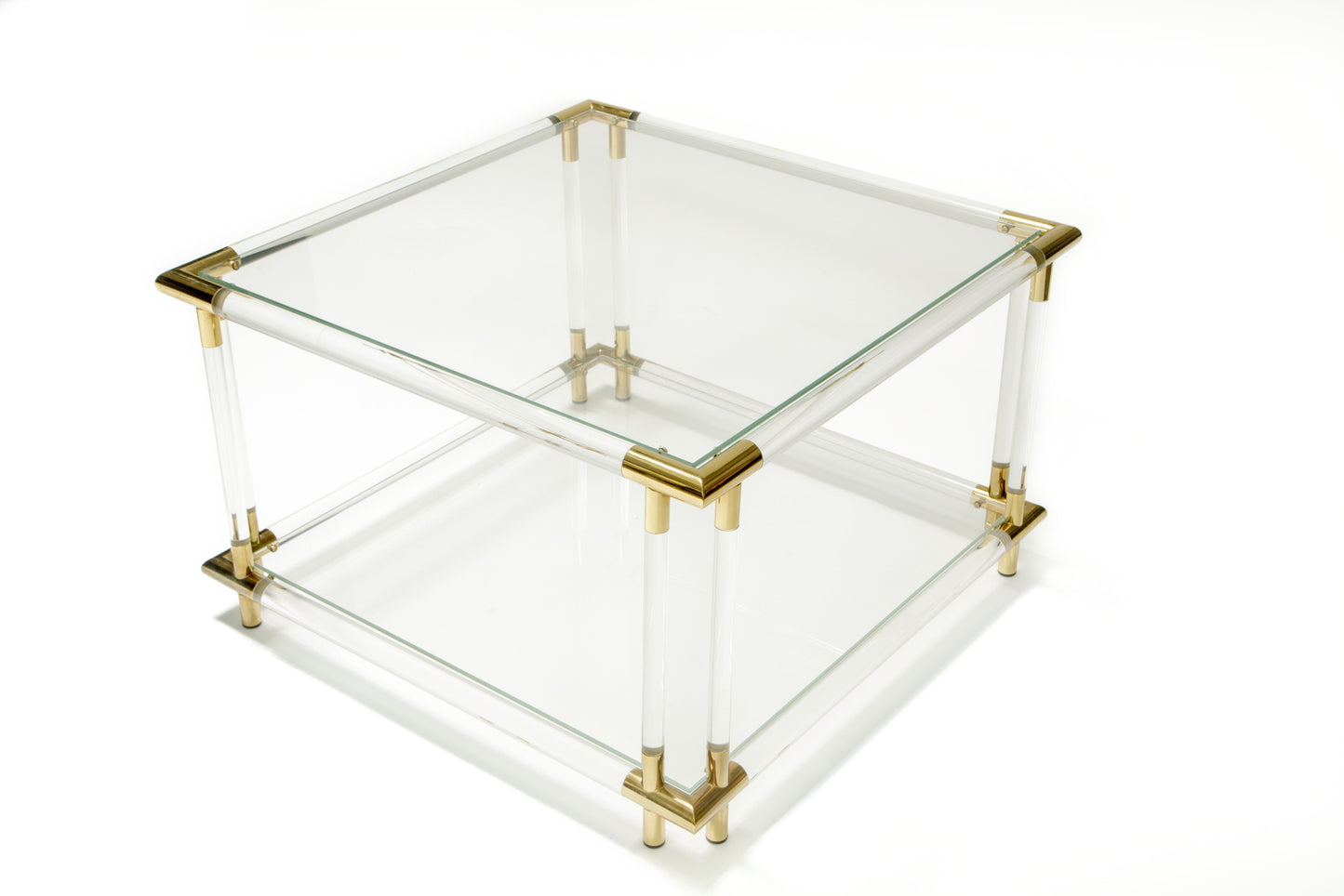 Square plexiglass living room table design 2000