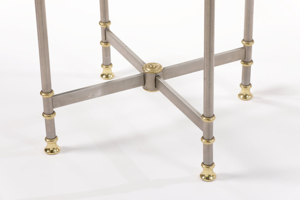 Round table 70s brass and steel