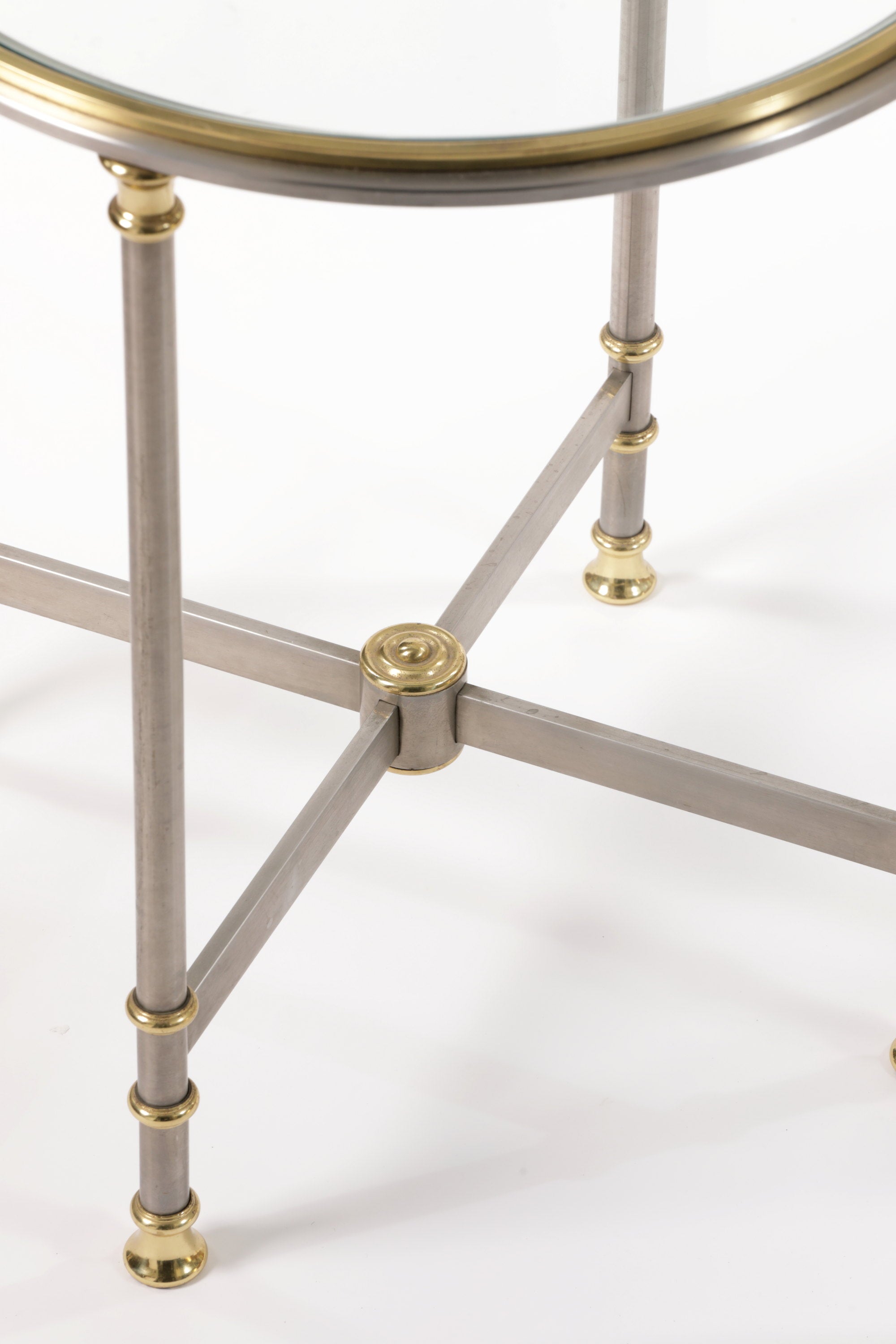 Round table 70s brass and steel