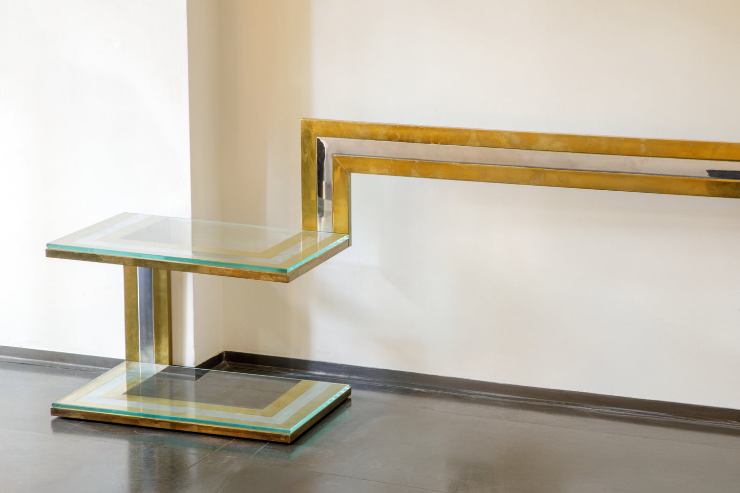 Testiera letto Romeo Rega anni 70 acciaio e ottone