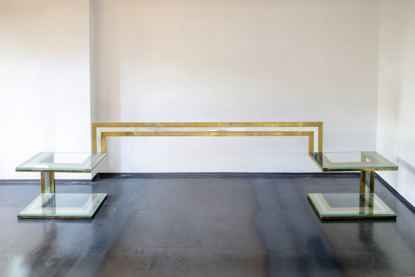 Testiera letto Romeo Rega anni 70 acciaio e ottone