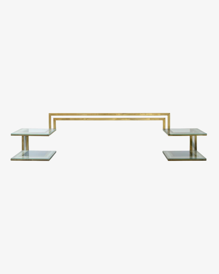 Romeo Rega bed headboard, 1970s steel and brass