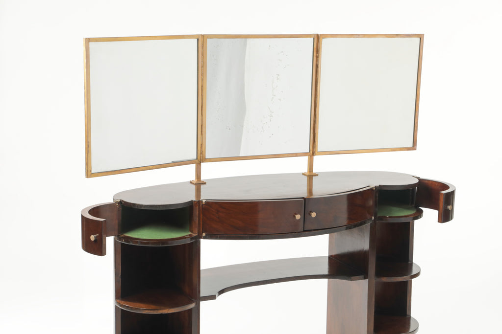 Toletta anni 40 legno specchio 3 ante ottone