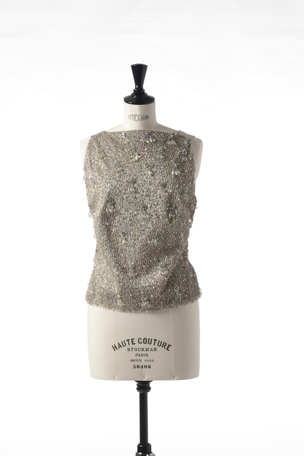 1980s embroidered ivory silk top