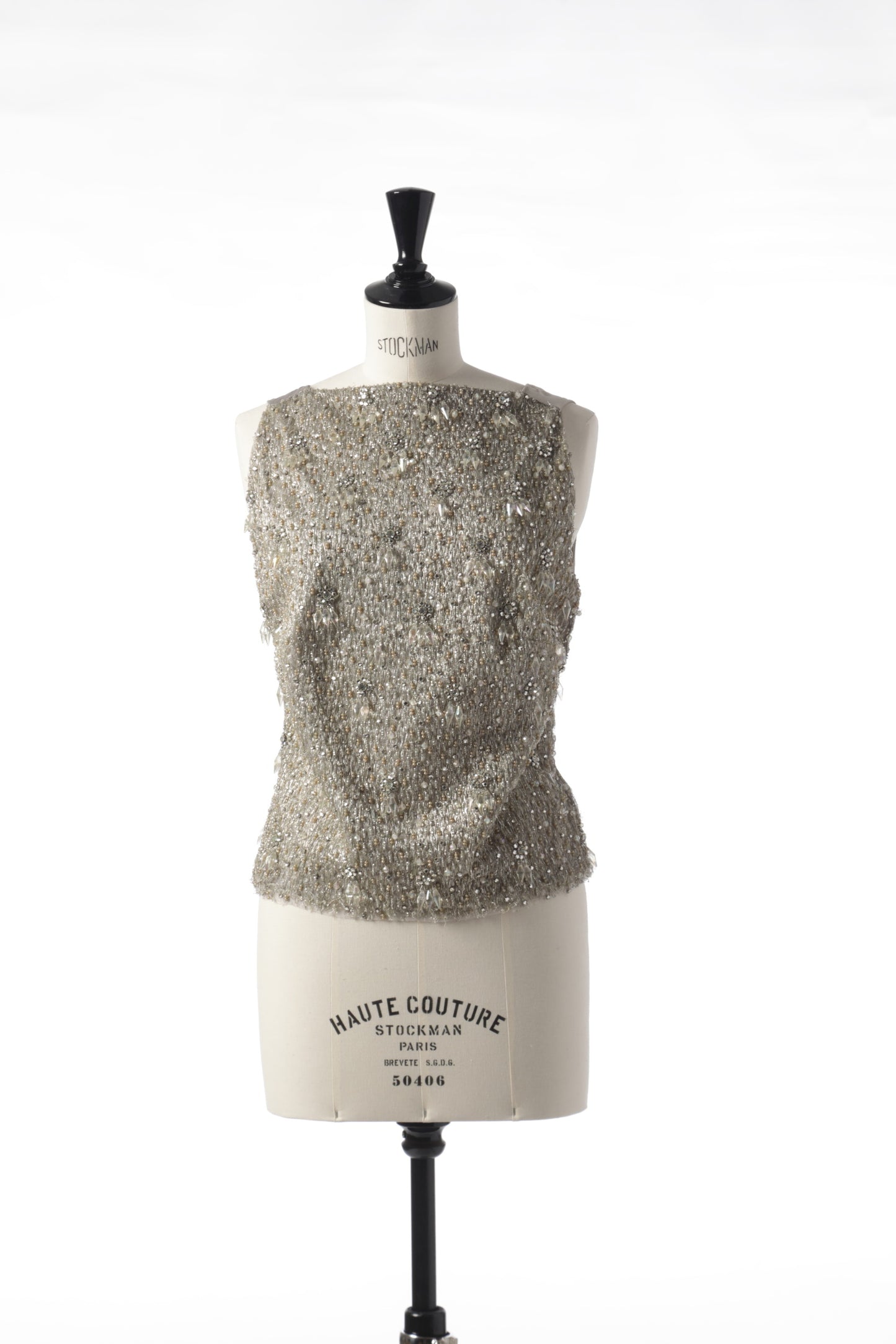 Top in seta avorio ricamato anni 80