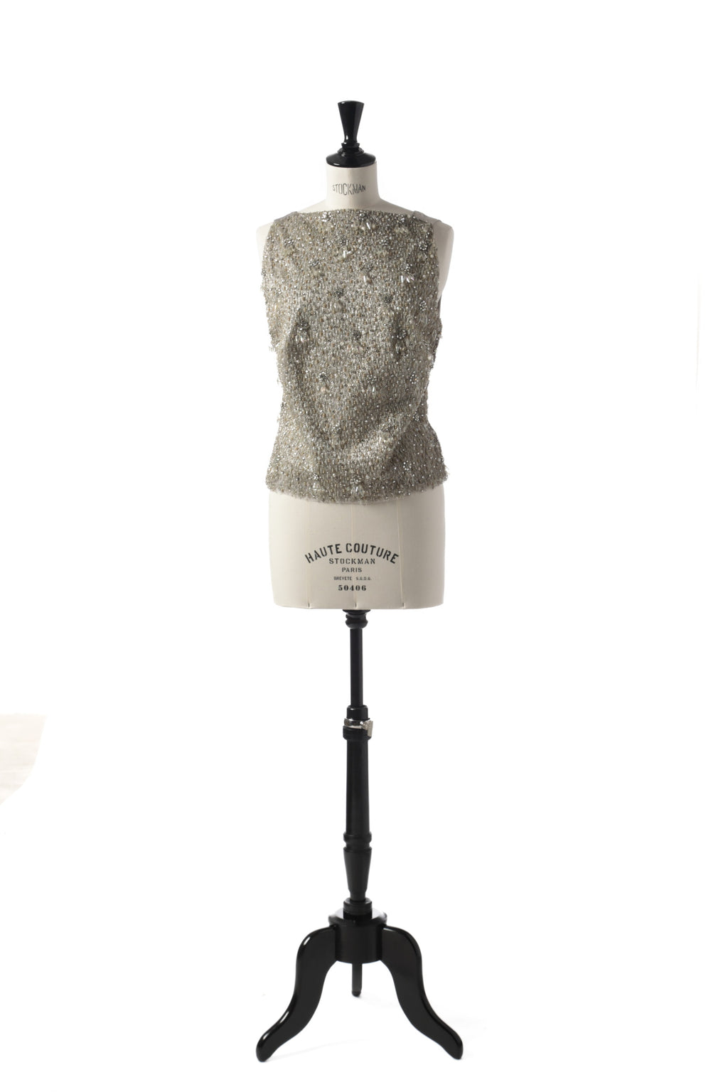 1980s embroidered ivory silk top