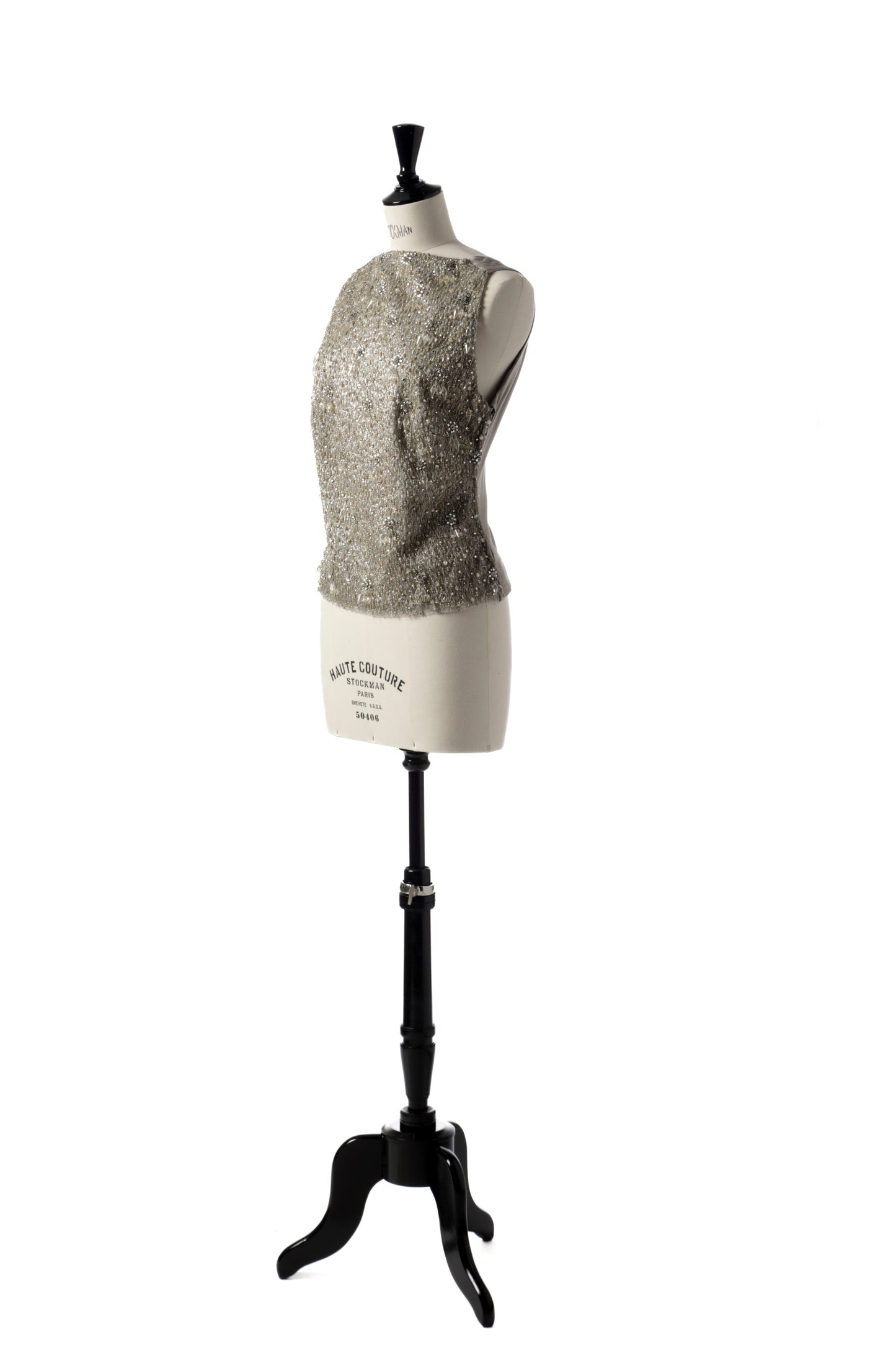 Top in seta avorio ricamato anni 80