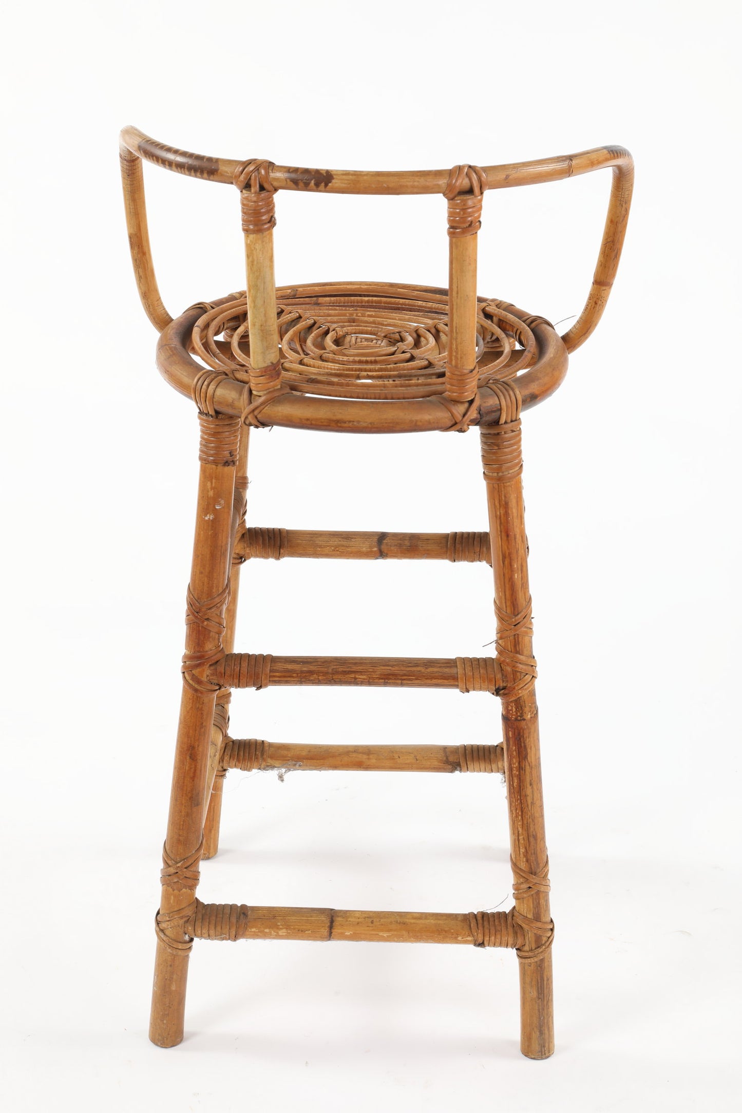 Triptych of bamboo stools from the 70s