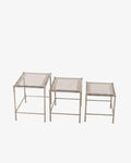 Triptych of silver bamboo tables from the 70s