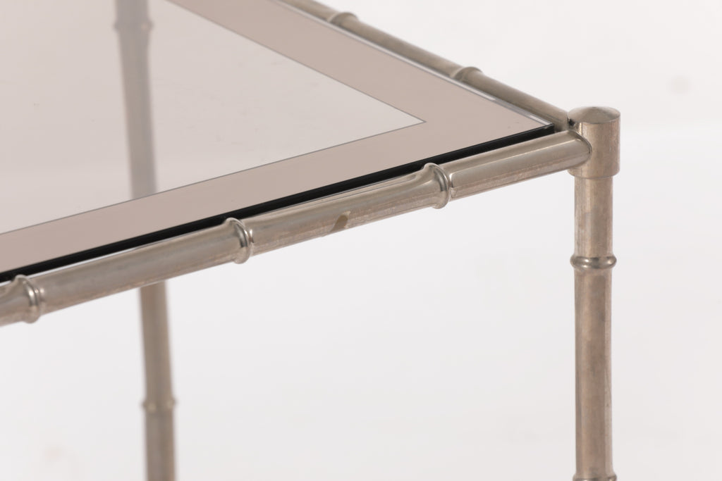 Triptych of silver bamboo tables from the 70s