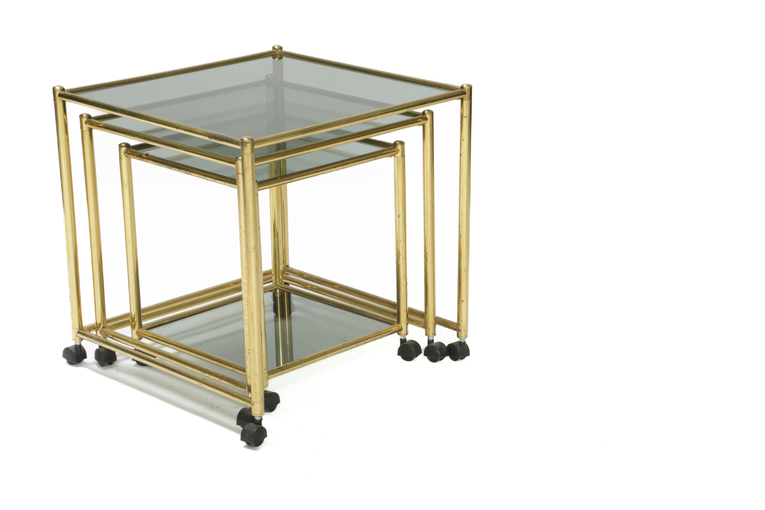 Trittico tavoli ottone anni 70