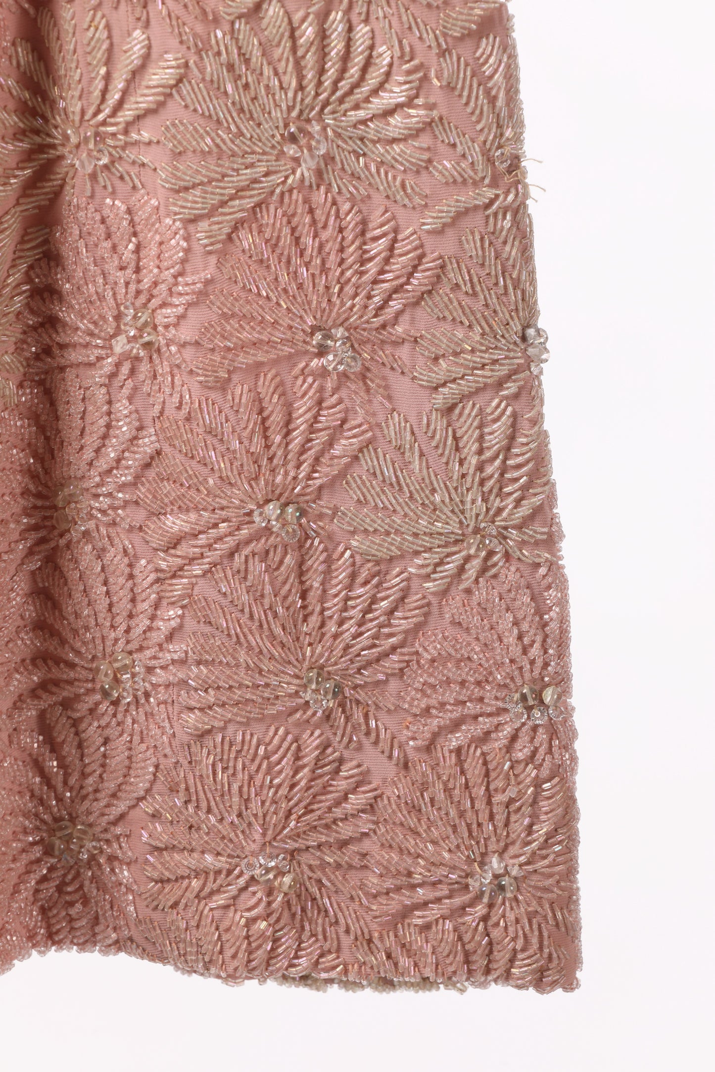 Pink sheath dress entirely
 embroidered