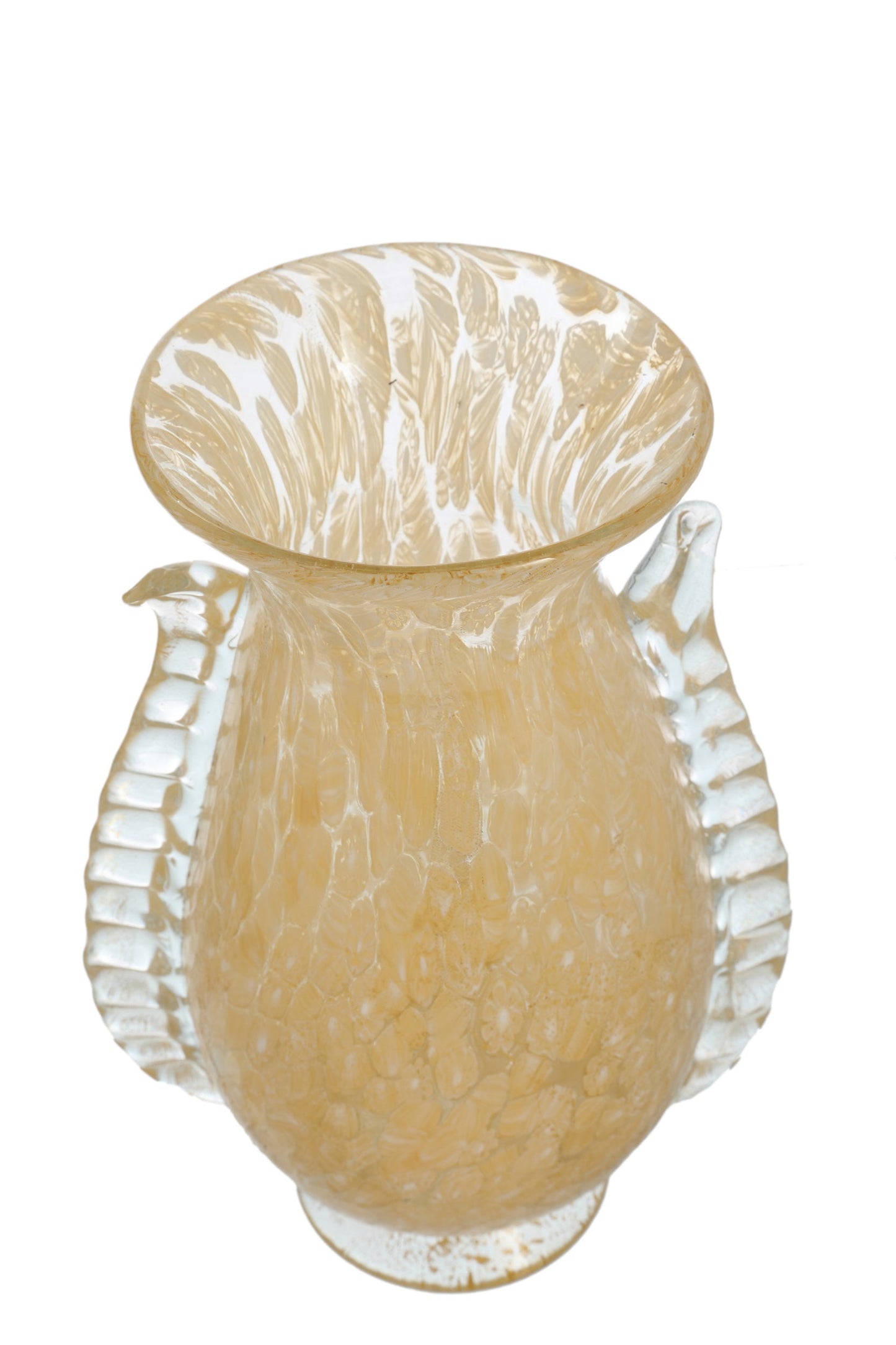 Yellow Murano glass murrine vase from the 1960s