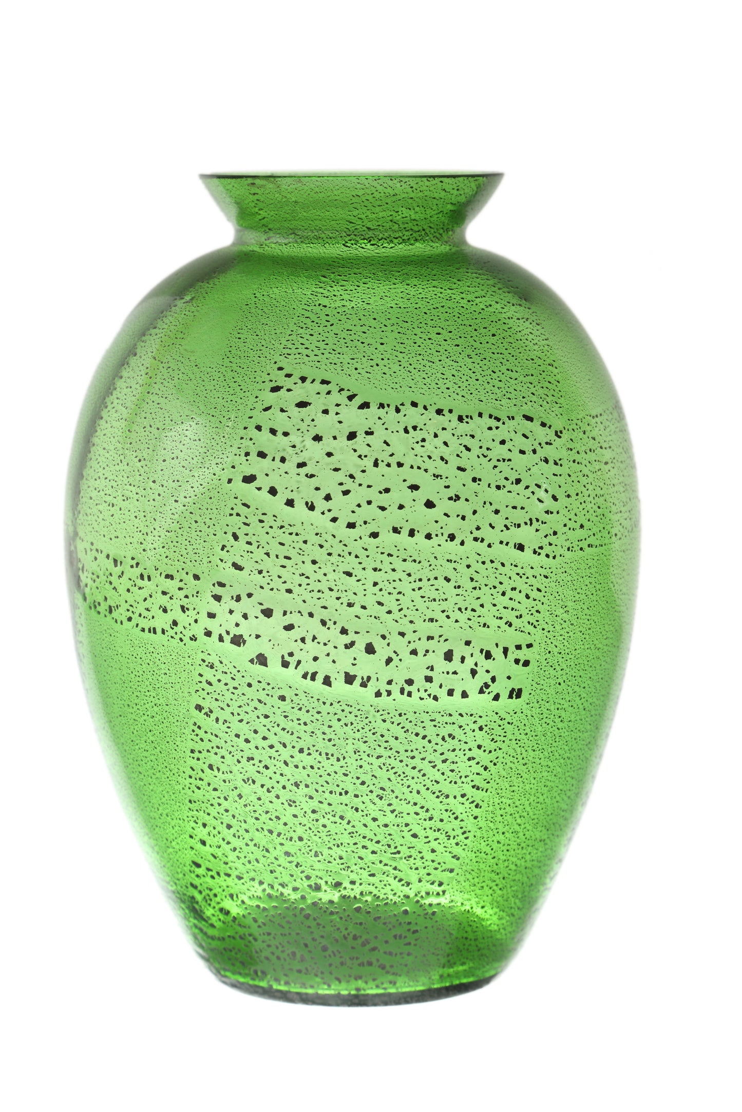Murano glass vase green gold leaf 1960s