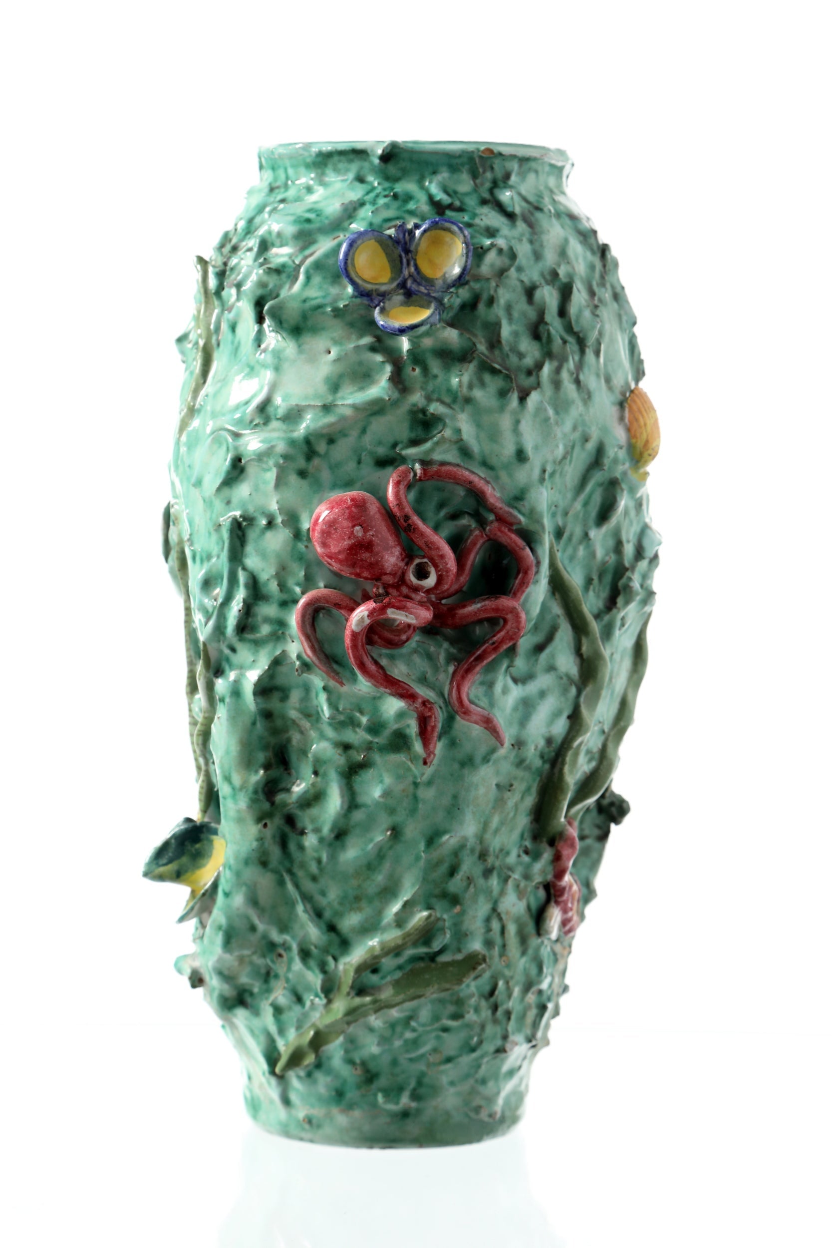 1950s vase in Vietri ceramic with marine decoration