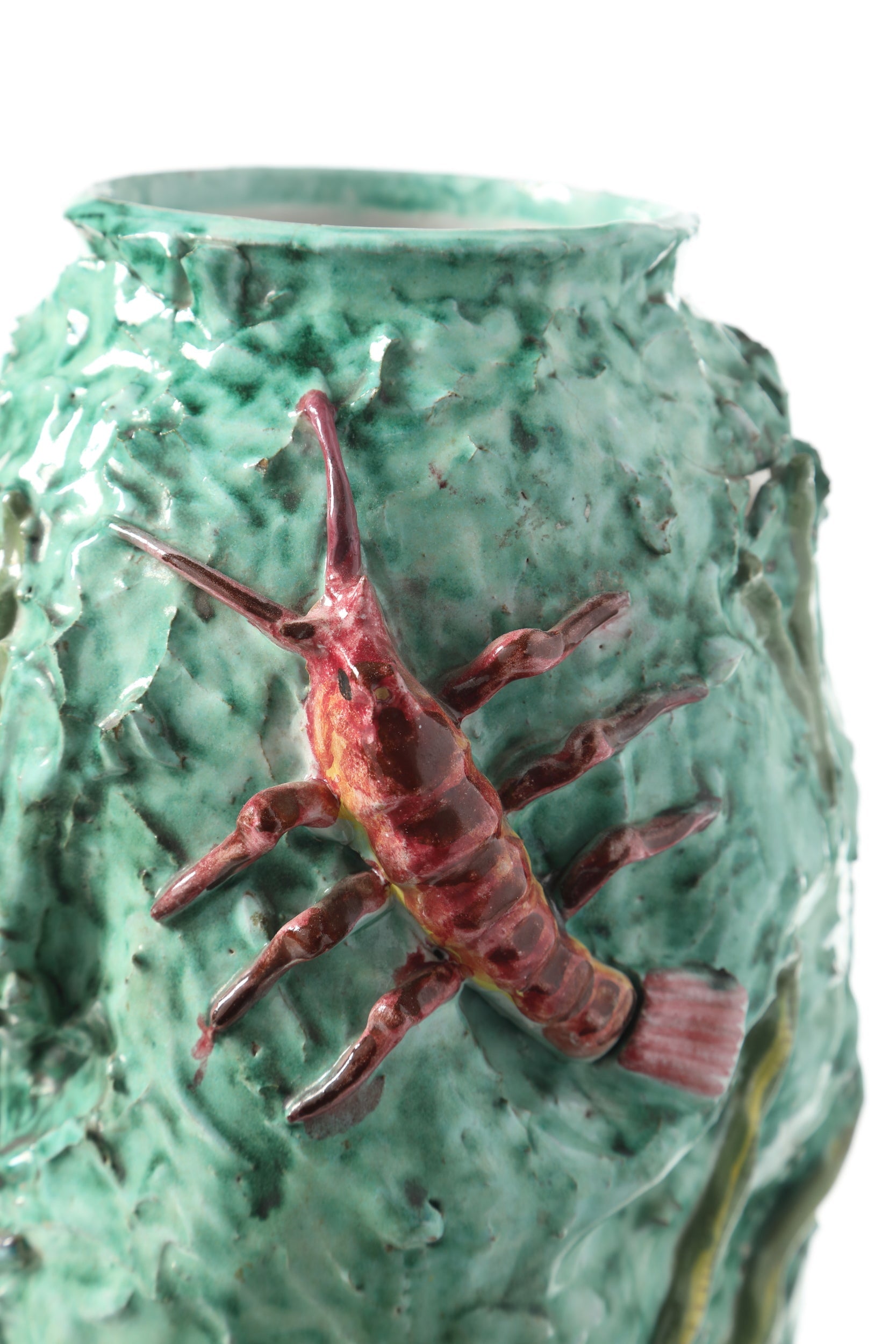 1950s vase in Vietri ceramic with marine decoration