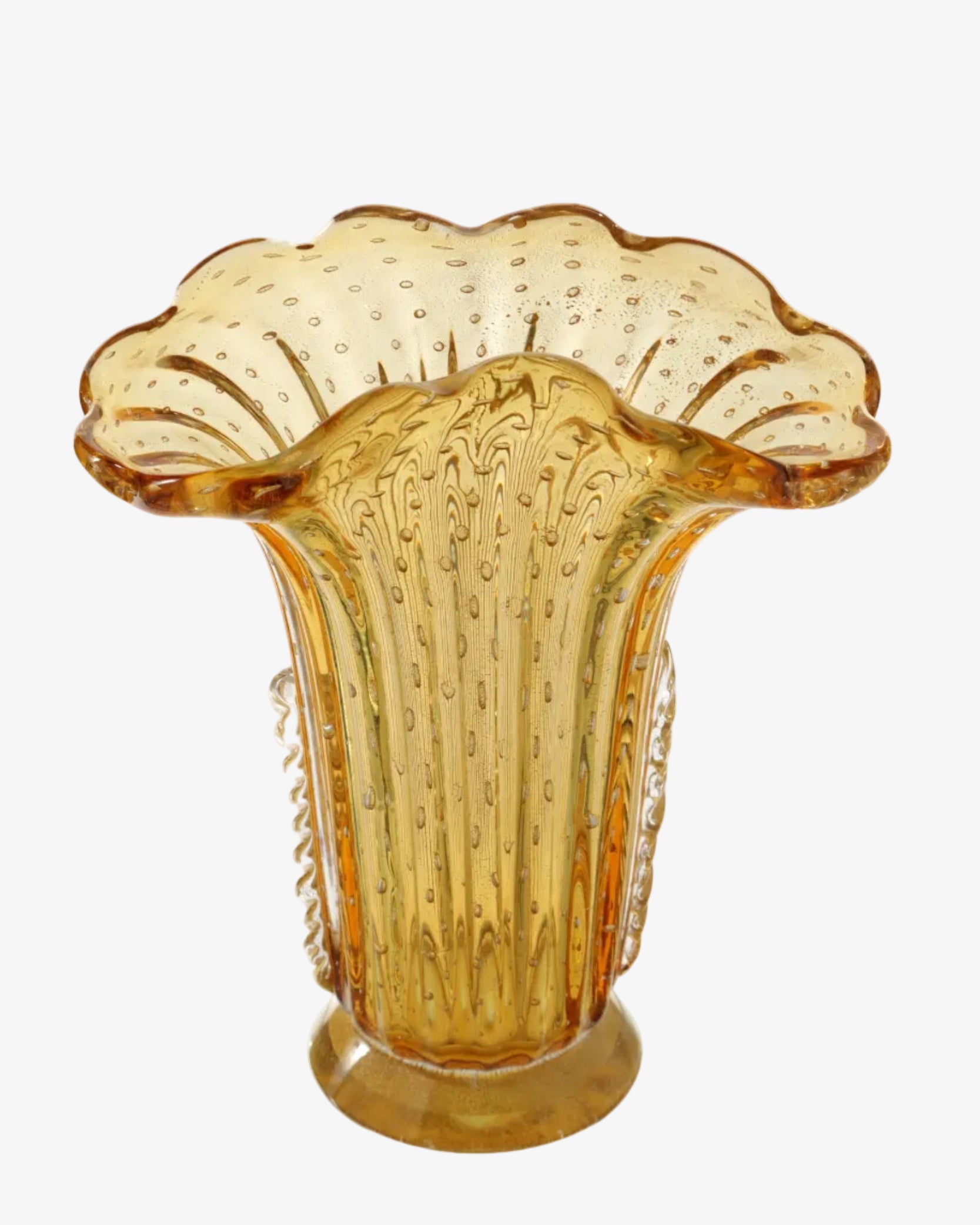 1960s vase in amber bullicante Murano glass
