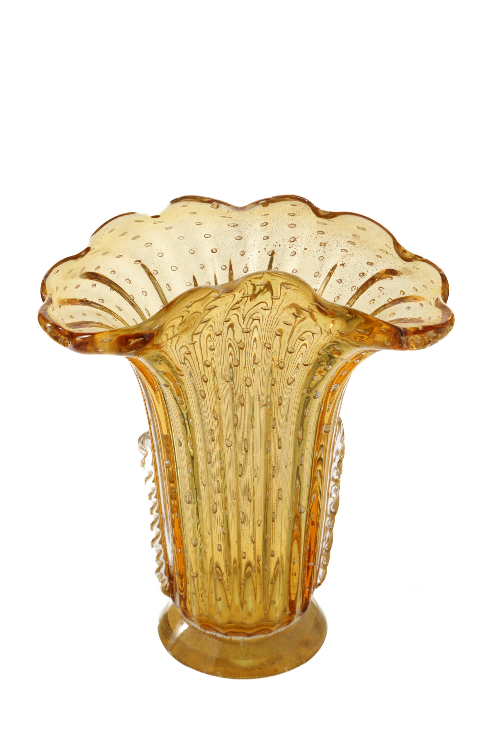 1960s vase in amber bullicante Murano glass