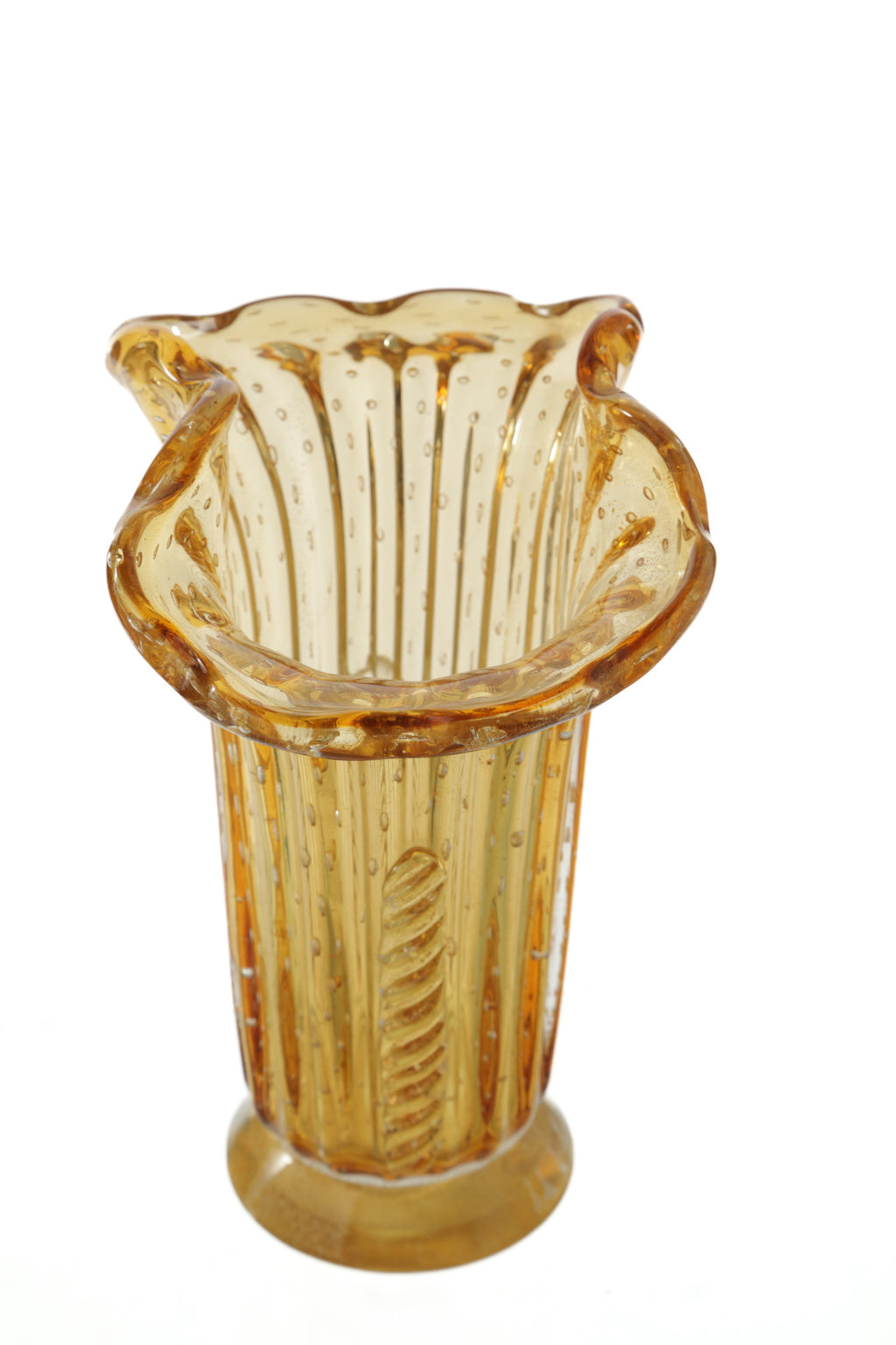 1960s vase in amber bullicante Murano glass
