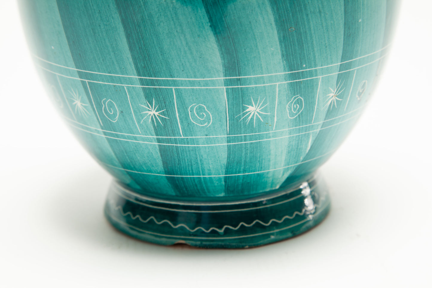 Aqua green ceramic vase with Pisces decoration from the 1960s