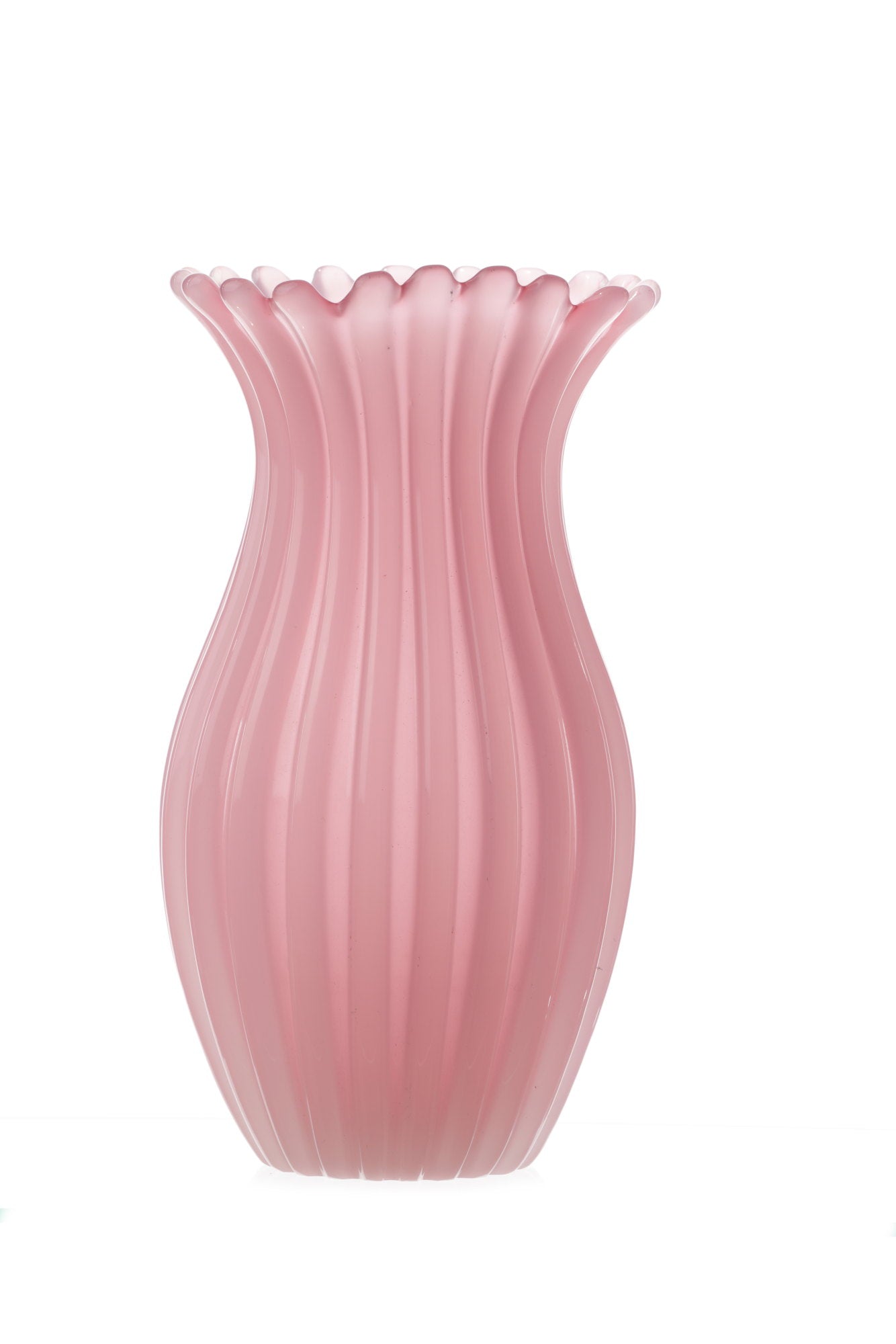 Vaso cristallo rosa costolato –