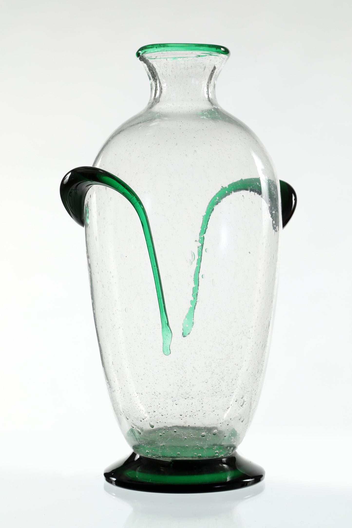 Bullicante glass vase with green bands