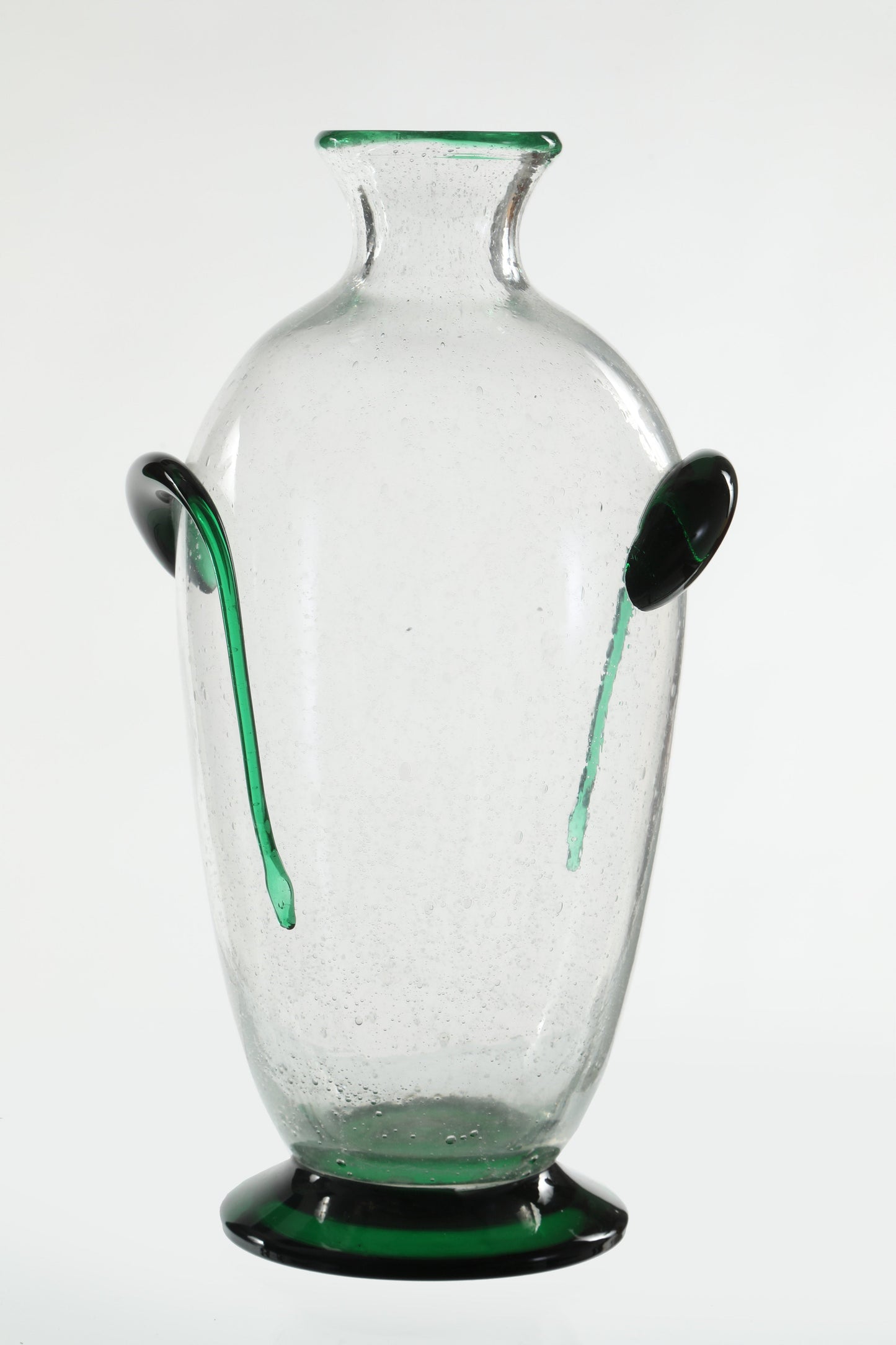 Bullicante glass vase with green bands