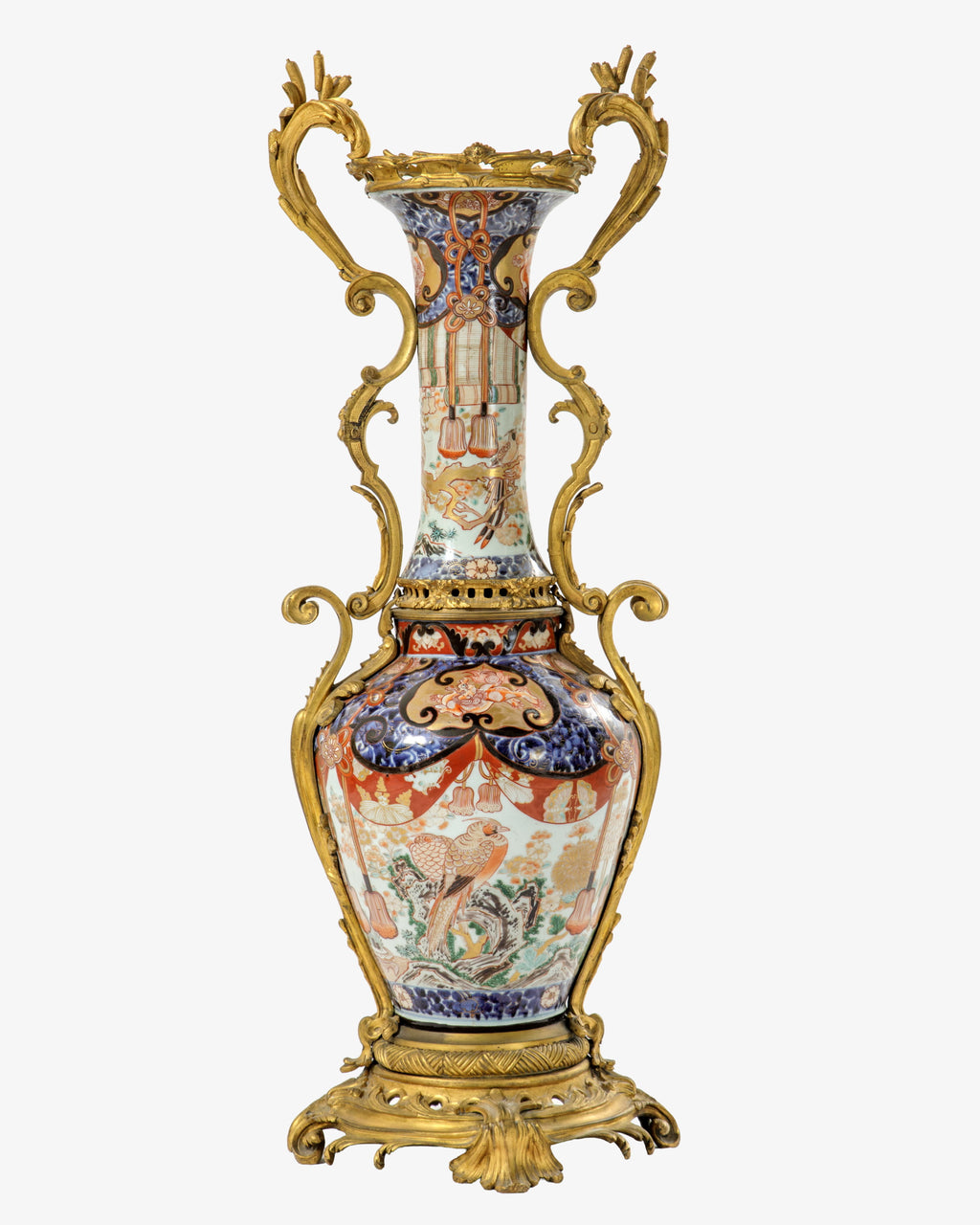 Monumental Imari porcelain vase with gilt bronze mounts