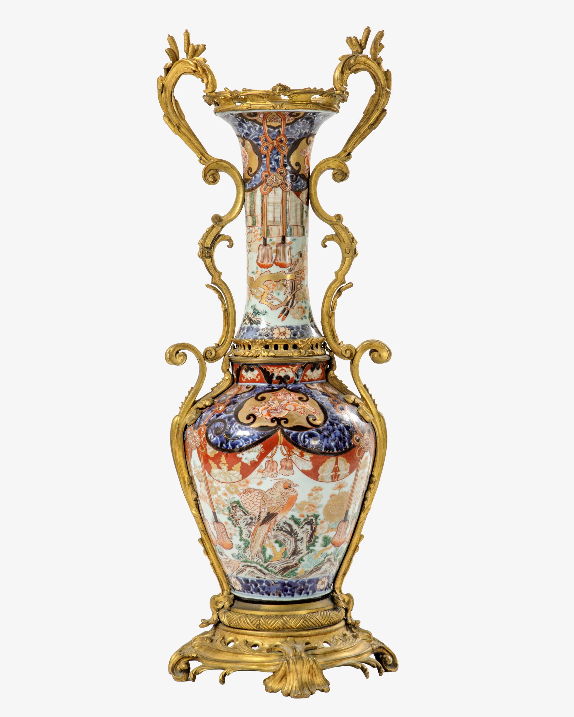 Monumental Imari porcelain vase with gilt bronze mounts