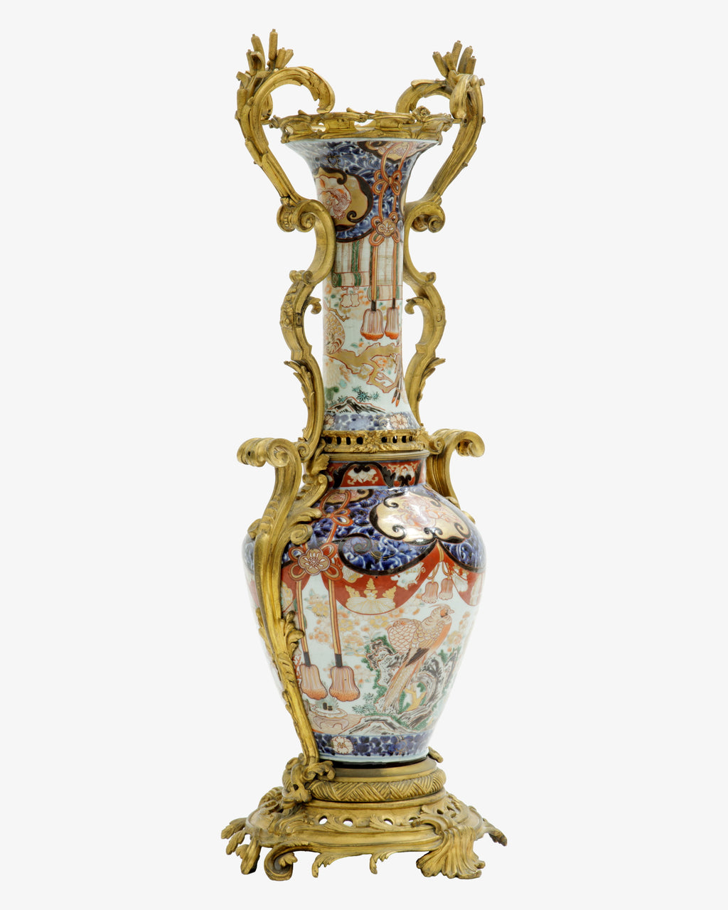 Monumental Imari porcelain vase with gilt bronze mounts