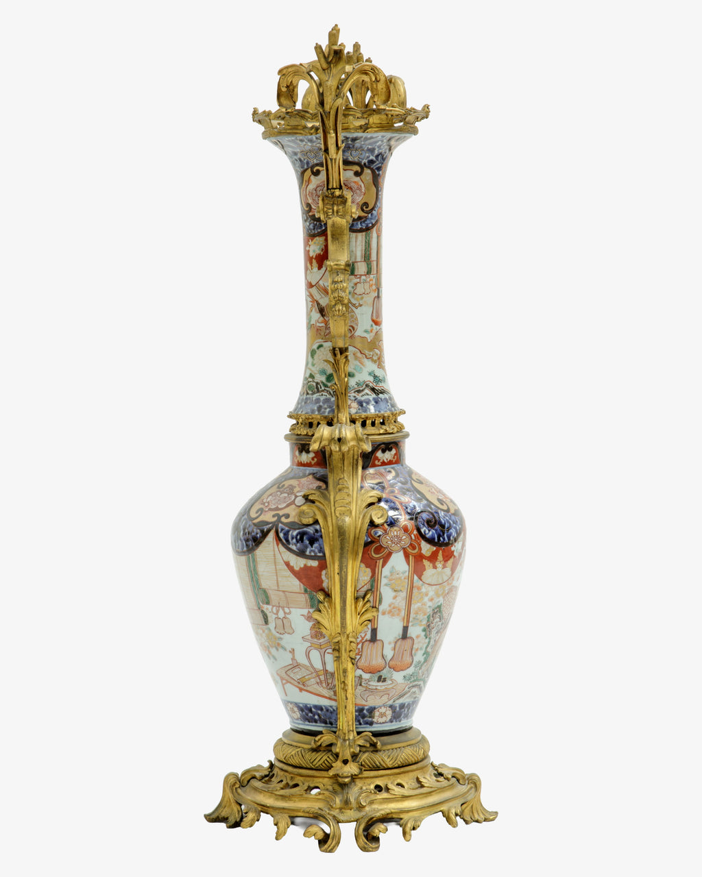 Monumental Imari porcelain vase with gilt bronze mounts